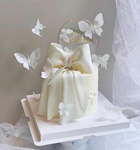 50Pcs Edible Wafer Cupcake Toppers Cake DIY White Blank Butterfly Cake Decoration Birthday Mix Size & White Colour