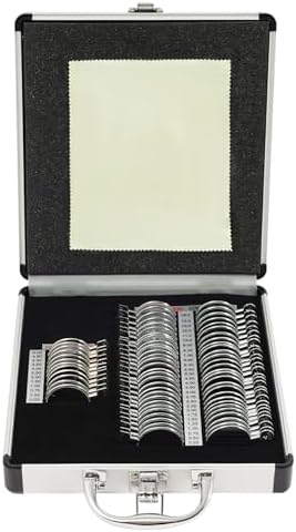 68PCS Optical Trial Lens Set Kit, Metal Rim Aluminum Optometry Kit Case Box Trial Frame, Ophthalmology Optometry Kit Trial Frame Optometry Optician Eye Test Glasses Ophthalmic Lenses, Black