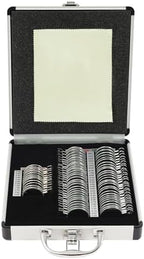 68PCS Optical Trial Lens Set Kit, Metal Rim Aluminum Optometry Kit Case Box Trial Frame, Ophthalmology Optometry Kit Trial Frame Optometry Optician Eye Test Glasses Ophthalmic Lenses, Black