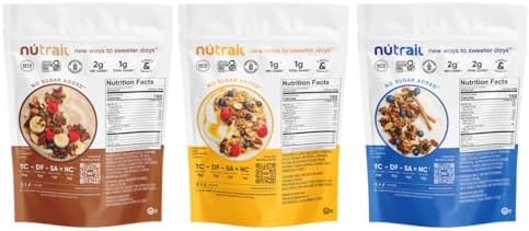 NuTrail Nut Granola Cereal, Variety Pack, No Sugar Added, Keto, Low Carb, Gluten Free, Grain Free, Healthy Breakfast 8 oz. 3 Count
