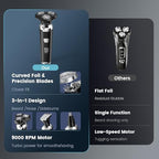 Electric Razor for Men: Wet/Dry Electric Shaver with Upgraded Curved Razor Foil, Gentle on Sensitive Skin, 3-in-1 Cordless Shaver for Beard/Nose/Sideburns