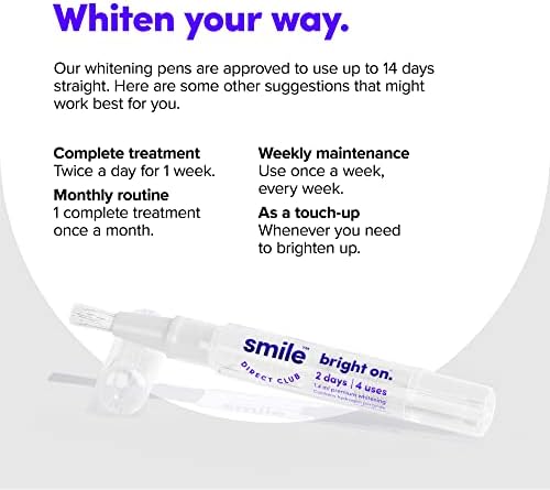 SmileDirectClub Teeth Whitening Kit - 8 1.4ml Gel Pens - Professional Strength Hydrogen Peroxide - Pain Free and Enamel Safe - Up to 9 Shades Whiter in 1 Week