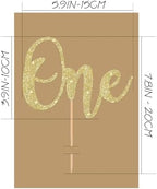 First Birthday Cake Topper - Glitter Gold 1st Birthday Cake Decorations, One Year Old Cake Smash Decor, One Sign Cake Top Photo Booth Props (Gold)