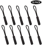 CTZD Durable Cord Zipper Pulls Pull Tab Zipper Replacement for Purses,Backpacks, Luggage, Clothing (Black，10 Pack