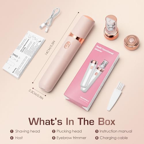 Epilator,Facial Hair Removal for Women,2-in-1 Gentle Root Removal PluxyEpil for Coarse & Fine Hair,2026 New Rechargeable Lady Depiladora Electric Shaver for Face/Legs/Bikini Smooth Skin (Rose Gold)