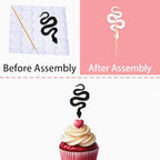 18pcs Black Glitter Silhouette Snake Cupcake Topper for Snake Reptile Pet Theme Party Favors Decorations Men Women Kids Happy Birthday Baby Shower Party Decor Supplies