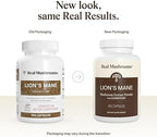 Real Mushrooms Lion’s Mane Supplement Capsules - Organic Lions Mane Extract for Overall Wellbeing - Beta Glucan Supplements – Vegan 300 ct Mushroom Extract