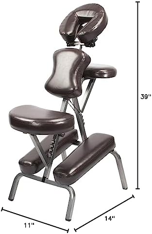 Master Massage Bedford Massage Chair Full Body Portable- Lightweight Chair with Carrying Case-Tattoo Chair Height Adjustable Folding Chair Face Cradle Salon Chair SPA (Coffee)