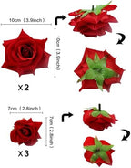 Ercadio 5 Pack Artificial Red Rose Flowers Cake Decorations 3D Rose Flowers Cake Toppers for Lover Birthday Valentine’s Day Mother's Day Wedding Anniversary Derby Party Cake Decorations