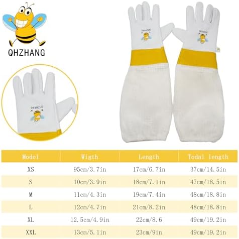 Beekeeping Gloves for Women & Men - Sting-Proof Goatskin Leather Gloves, Durable & Comfortable Fit with 3-Layer Sleeve, Elastic Cuff - Professional Beekeeping Protection (XXL)