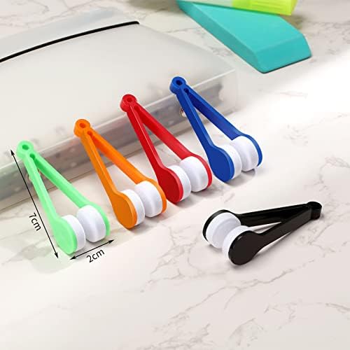 30 Pieces Mini Sun Glasses Eyeglass Microfiber Cleaner Glasses Soft Brush Tool Accessories Mini Spectacles Brush Cleaning Tool Eyeglasses Cleaner Microfiber Cleaning Clip, 5 Colors