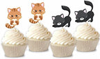 48 Pcs Cute Cat Kitten Cupcake Toppers Picks for Pet Themed Party, Birthday Party