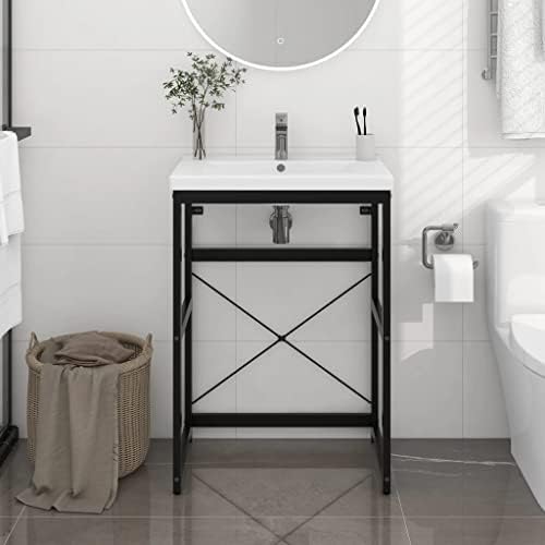 vidaXL Structure Basin Bathroom Holder Toilet Sink Toilet Sink Storage Furniture Iron Black 59x38x83cm