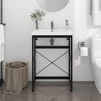 vidaXL Structure Basin Bathroom Holder Toilet Sink Toilet Sink Storage Furniture Iron Black 59x38x83cm