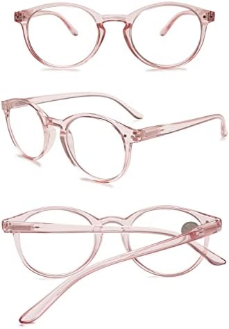 KOOSUFA Blue Light Blocking Reading Glasses Round Women Men Spring Hinge Lightweight Computer Reader Eyeglasses Eyewear