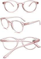 KOOSUFA Blue Light Blocking Reading Glasses Round Women Men Spring Hinge Lightweight Computer Reader Eyeglasses Eyewear