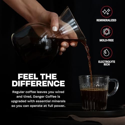 Danger Coffee by Dave Asprey, Remineralized, Mold Free & Lab Tested Ground Healthy Coffee, Dark Roast, 10.9 Ounce