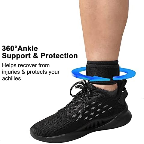 Achilles Tendonitis Brace Adjustable Achilles Strap for Men & Women Breathable Ankle Brace for Achilles Pain, Running, Cycling, Hiking, Sports,One Size, Black, 1pcs