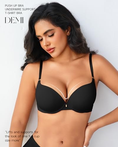 Push Up Bras for Women Padded Add Cup Size Sexy Plunge Demi Bra Underwire