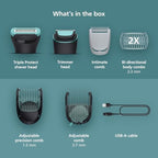 Philips Norelco Body Groomer 5000 Series, Intimate Hair Trimmer & Shaver for Men with Dual 100% Showerproof Full Body Shave & Trim Heads and Two Bi-Directional Body Hair Combs, BG5495/50