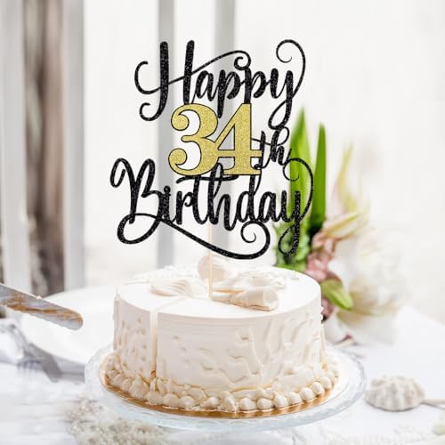 happy 34th birthday cake topper,34 birthday party cake decorations