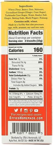 Effies Homemade, Ginger Crackers Biscuits, 7.2 Ounce