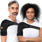 Shoulder Brace for Women & Men | Support for Torn Rotator Cuff & Other Shoulder Injury - Ac Joint, Dislocated, Separated, Frozen Shoulder | Neoprene Compression Wrap | by FIGHTECH (BLK, S-M)