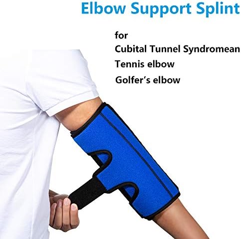 Elbow Brace for Cubital Tunnel Syndrome, Elbow Immobilizer Stabilizer Support Splint for Arthritis Pain Relief Tendonitis at Night Sleeping,Arm brace for Women and Men, Fits Right & Left (Blue, M)