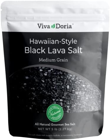 Viva Doria Hawaiian Black Lava Sea Salt, Lava Salt, Medium Grain, 5 lb
