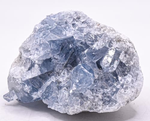 HQRP 3.3" 340g Translucent Blue Celestite Druzy Cluster Rough Natural Sparkling Gemstone Celestine Crystal Mineral Geode Décor Specimen Raw - Madagascar