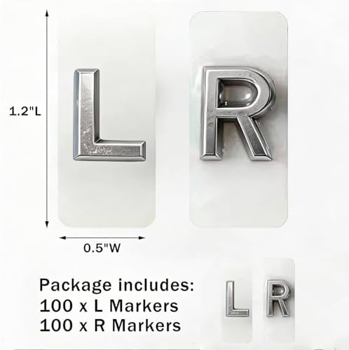 X-ray Markers with Lead Letters "L" & "R", 100Pcs Each, Small Rectangle Radiology Markers, Darkroom Supplies for Radiologists Nurses Doctors Orthopedic Students