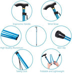 Walking Cane, Folding Cane for Man & Women, Portable Lightweight | 5-Level Adjustable Height, Collapsible Cane for Seniors Balancing Mobility Aid