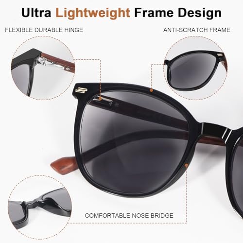 LADEESSE 3 Pack Reading Sunglasses for Women & Men, UV400 Sun Readers Glasses Spring Hinge Outdoor Sunglasses-200