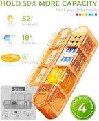 Odaro Weekly Pill Organizer 4 Times a Day, BPA Free Daily Pill Box 7 Day, Large Travel Pill Case with 28 Compartment to Hold Medicine, Vitamin and Supplement
