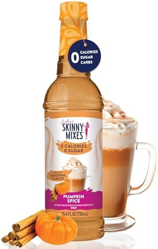 Jordan's Skinny Mixes Sugar Free Coffee Syrup, Holiday Pumpkin Spice Coffee Flavoring Syrup, Zero Calorie Drink Mix for Lattes, Baking, Protein Shake, Dairy & Gluten Free, Kosher, 25.4 Fl Oz