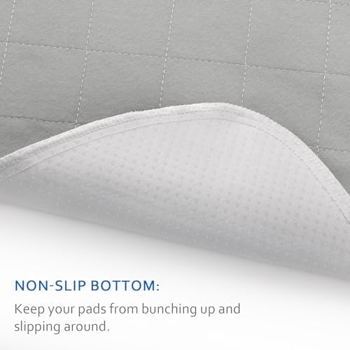 Bed Pads Washable Waterproof 2 Pack for Incontinence, Large 34 x 36 inch Absorbent Underpads, Reusable Pee Pads for Kids, Adults, Pets, Gray