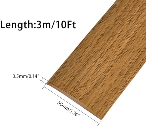 Vinyl Floor Transition Strip, Self Adhesive Floor Cover Strips PVC Laminate Threshold Strip Bar Flat Divider Strip for Joining Floor Gaps, Doorways Threshold, Carpet, 2" Wide (Brown Wood Grain, 10Ft)