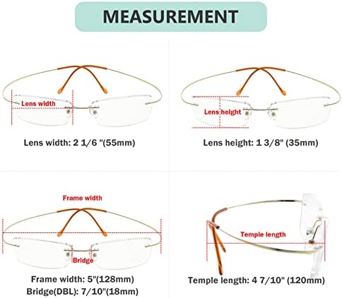 Eyekepper Titanium Rimless Reading Glasses Readers Men Gold