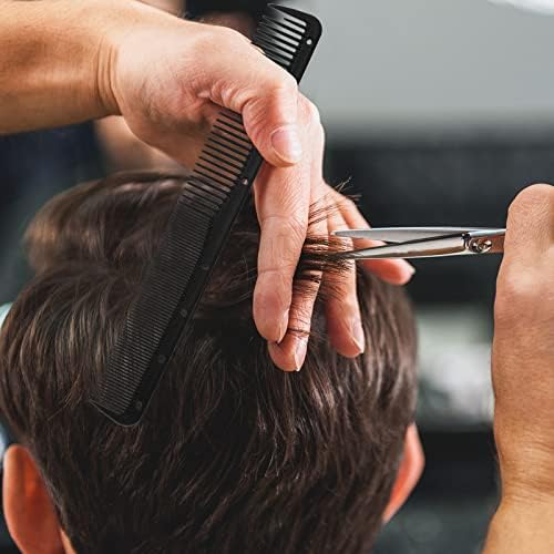 Leinuosen 12 Pcs Carbon Fine Cutting Comb for Salon Hairdressing, Heat Resistant Barber Comb (Black)