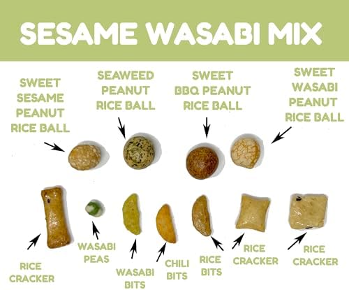 Rice Crackers Mix with Wasabi Peas, Crunchy Coated Peanuts, Cracker Nuts, Japanese Peanuts, Resealable Bag, 22 oz