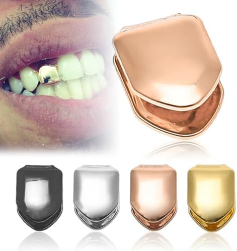 EXCEART 2PCS Single Teeth Grillz Real Single Tooth Grillz Grills Cap for Teeth Men Hip Hop (Silver)