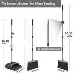 kelamayi Broom and Dustpan Set for Home, Office, Indoor&Outdoor Sweeping, Stand Up Broom and Dustpan (Black&Gray)