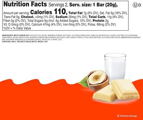 Kinder Bueno White Chocolate Bars with Hazelnut Filling, 30 Packs of 2, Bulk Chocolate Candy Bars for Game Day, Football Party Supplies, Snacks for Adults, 1.4 oz Per Pack