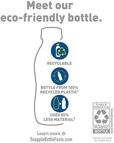 Snapple Zero Sugar Half 'n Half Tea, 16 fl oz recycled plastic bottle, Pack of 12