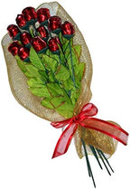 One Dozen Christmas Red Chocolate Roses Bouquet Gift of Long Stem 19-inch with Personalized Card
