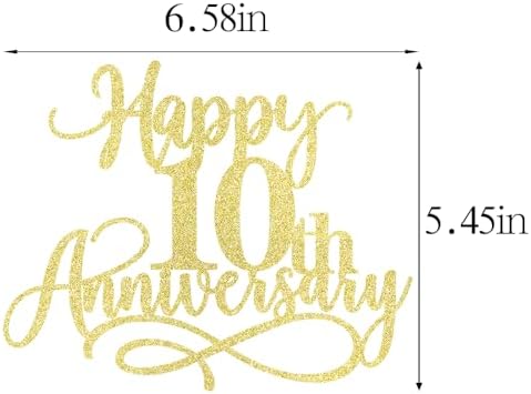 Happy 10th Anniversary Cake Toppers - Wedding Anniversary Party, Company Anniversary Party, 10th Birthday Selected Decorations