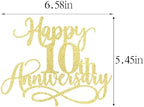 Happy 10th Anniversary Cake Toppers - Wedding Anniversary Party, Company Anniversary Party, 10th Birthday Selected Decorations