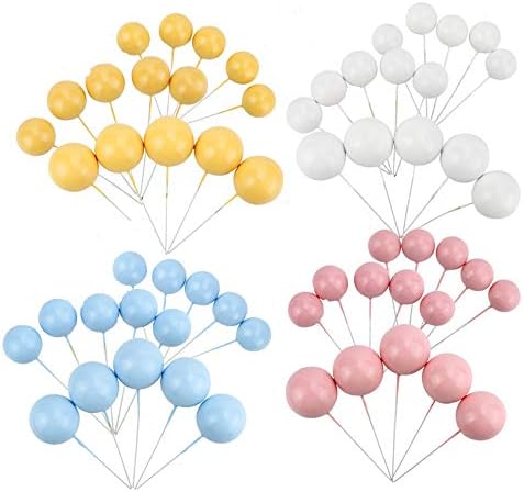 60 pcs Candy Colorful Pearl Balls Cake Pick DIY Cake Insert Topper Card Gift Cup Cake Paper Toothpick Party Wedding Birthday Cake Decoration