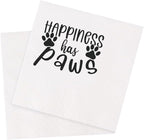 Funny Dog Quotes Cocktail Napkins, 100 Pack Happiness Has Paws Saying Disposable Beverage Paper Cocktail Napkins For Party Table Decor 100Pcs 4.5 x 4.5 2-ply (Happiness Has Paws)