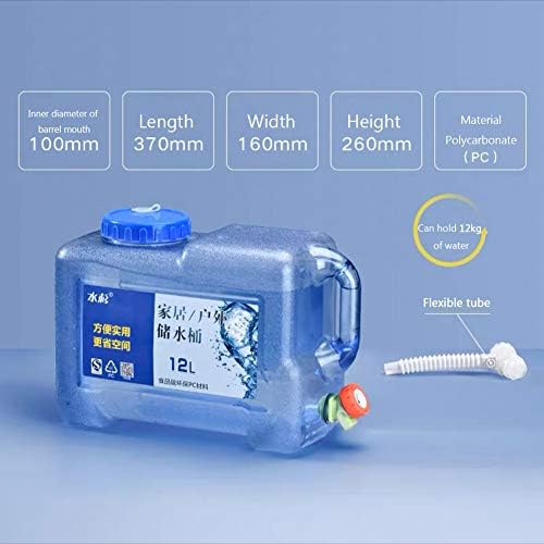 Outdoor Portable Water Storage Bucket with Faucet, Square PC Car with Thickened Bucket for Self-Driving Portable Bucket Water Container Plastic,12L
